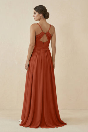Sweetheart A - Line Chiffon Bridesmaid Dress in Spice - KissProm Bridesmaid Dresses