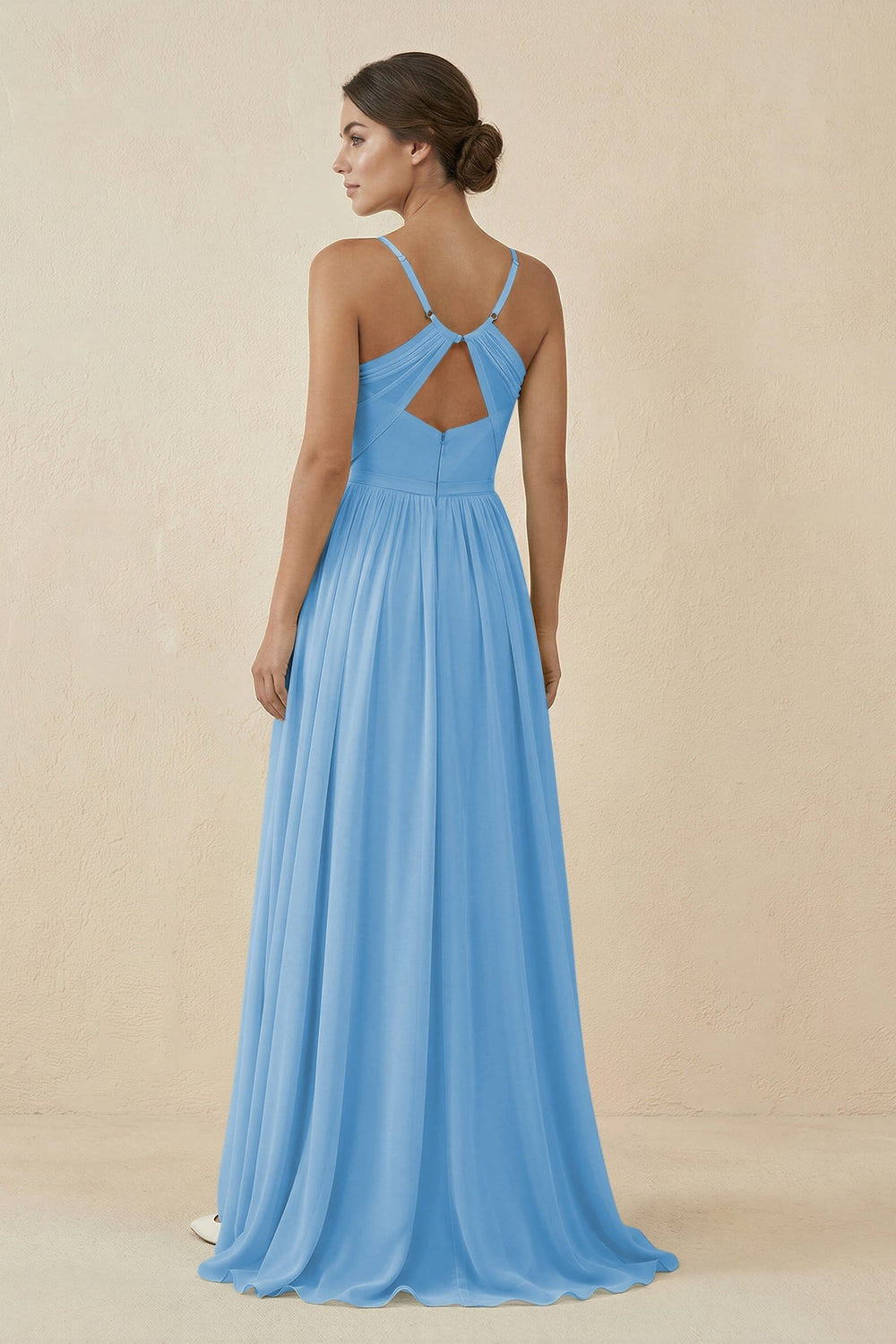 Sweetheart A - Line Chiffon Bridesmaid Dress in Steel Blue - KissProm Bridesmaid Dresses