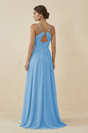 Sweetheart A - Line Chiffon Bridesmaid Dress in Steel Blue - KissProm Bridesmaid Dresses