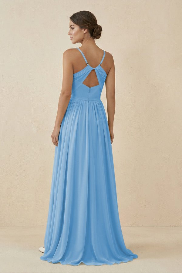 Sweetheart A - Line Chiffon Bridesmaid Dress in Steel Blue - KissProm Bridesmaid Dresses