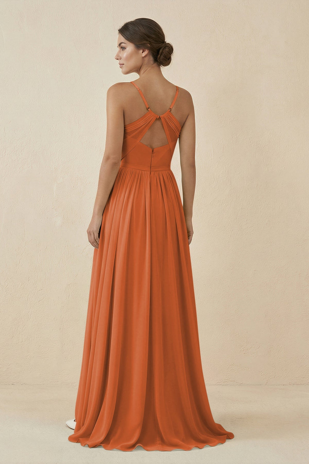 Sweetheart A - Line Chiffon Bridesmaid Dress in Terracotta - KissProm Bridesmaid Dresses