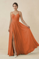 Sweetheart A - Line Chiffon Bridesmaid Dress in Terracotta - KissProm Bridesmaid Dresses