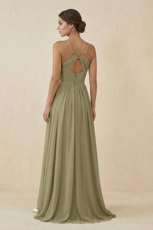 Sweetheart A - Line Chiffon Bridesmaid Dress in Thyme - KissProm Bridesmaid Dresses