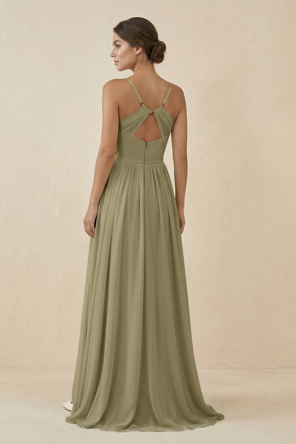 Sweetheart A - Line Chiffon Bridesmaid Dress in Thyme - KissProm Bridesmaid Dresses