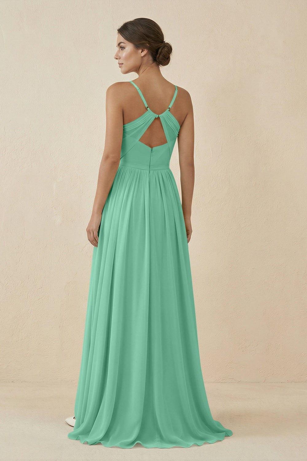 Sweetheart A - Line Chiffon Bridesmaid Dress in Turquoise - KissProm Bridesmaid Dresses