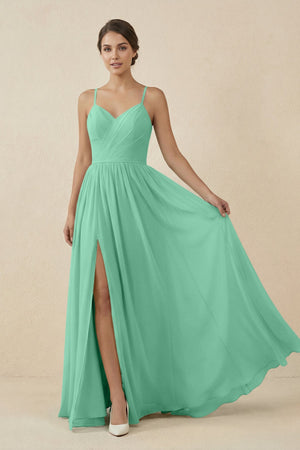 Sweetheart A - Line Chiffon Bridesmaid Dress in Turquoise - KissProm Bridesmaid Dresses