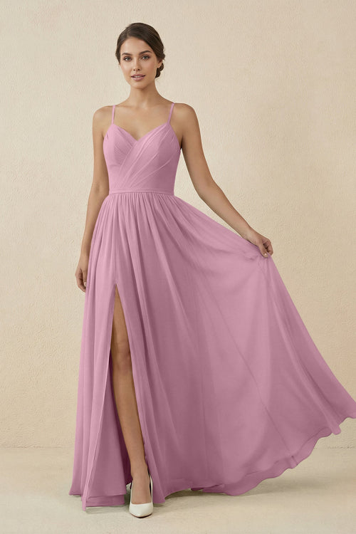 Sweetheart A - Line Chiffon Bridesmaid Dress in Vintage Mauve - KissProm Bridesmaid Dresses