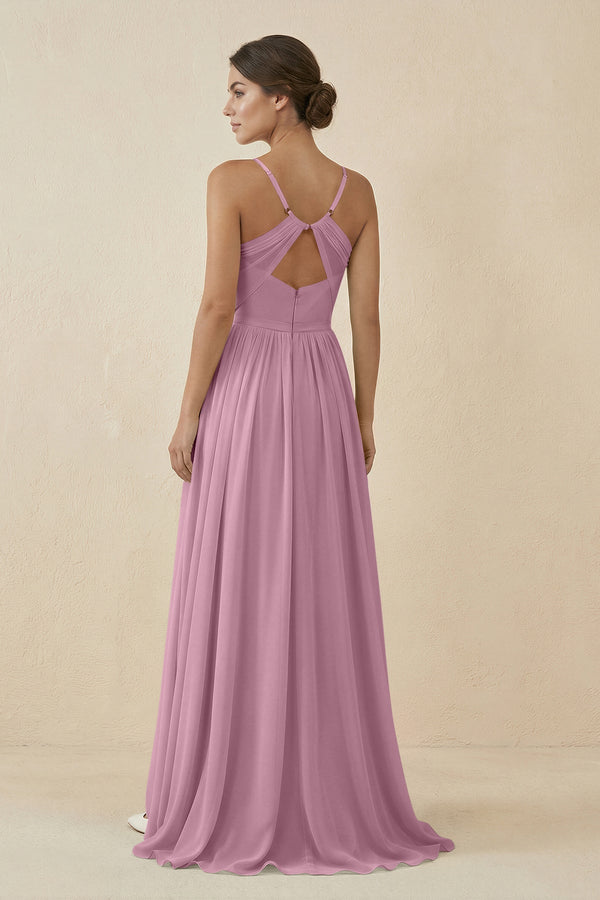 Sweetheart A - Line Chiffon Bridesmaid Dress in Vintage Mauve - KissProm Bridesmaid Dresses