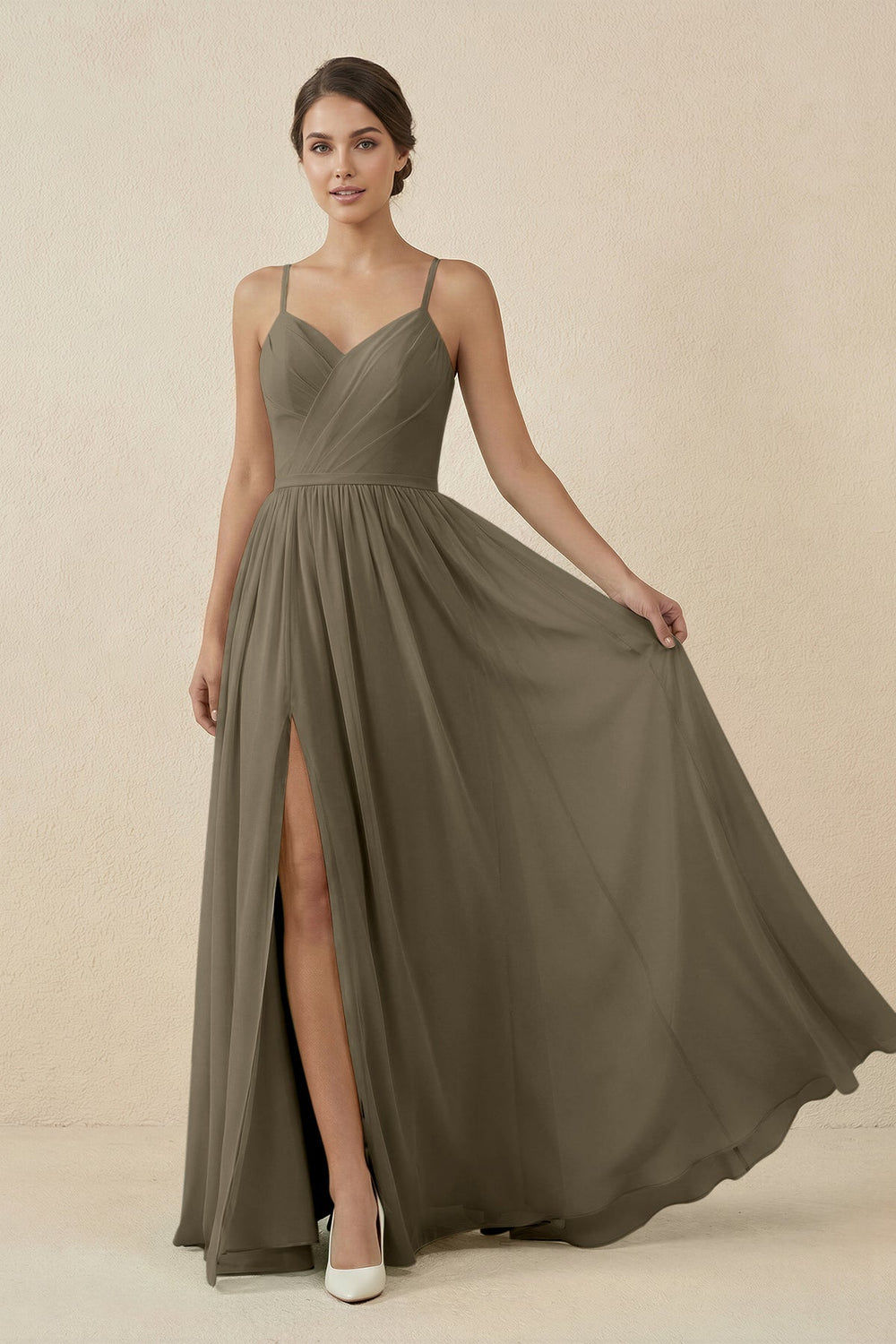 Sweetheart A - Line Chiffon Bridesmaid Dress in Willow Green - KissProm Bridesmaid Dresses