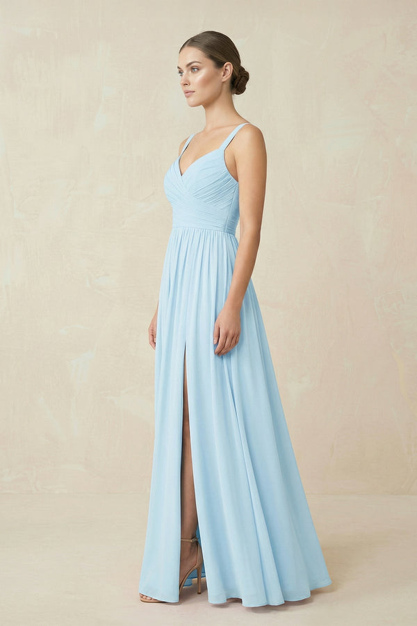 Sweetheart A - Line Chiffon Bridesmaid Dress with Slit - KissProm Bridesmaid Dresses