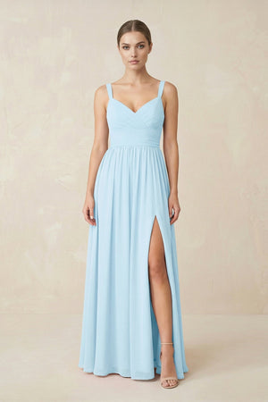 Sweetheart A - Line Chiffon Bridesmaid Dress with Slit - KissProm Bridesmaid Dresses