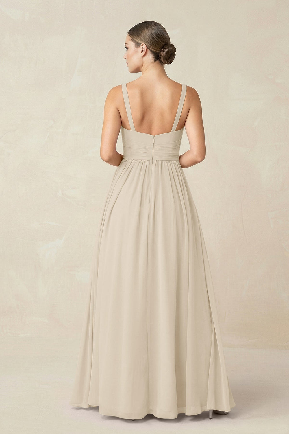 Sweetheart A - Line Chiffon Bridesmaid Dress with Slit in Champagne - KissProm Bridesmaid Dresses