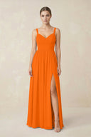 Sweetheart A - Line Chiffon Bridesmaid Dress with Slit in Cinnamon - KissProm Bridesmaid Dresses