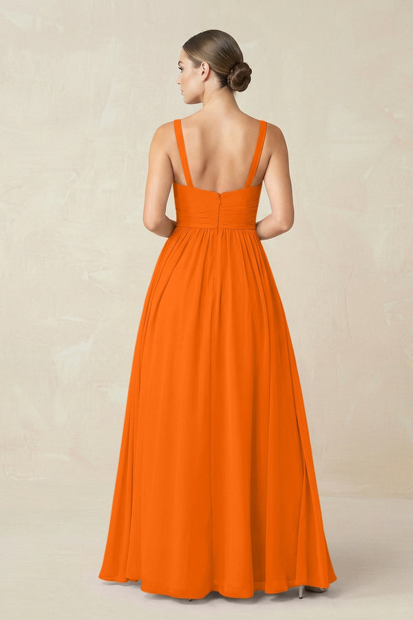 Sweetheart A - Line Chiffon Bridesmaid Dress with Slit in Cinnamon - KissProm Bridesmaid Dresses