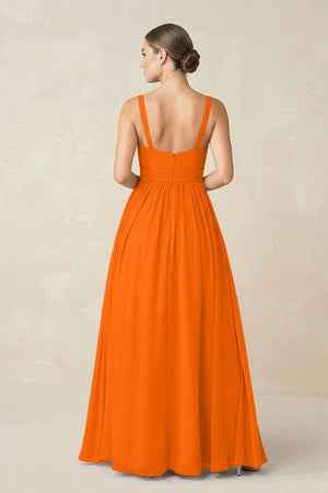 Sweetheart A - Line Chiffon Bridesmaid Dress with Slit in Cinnamon - KissProm Bridesmaid Dresses