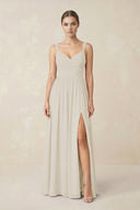 Sweetheart A - Line Chiffon Bridesmaid Dress with Slit in Dove Gray - KissProm Bridesmaid Dresses