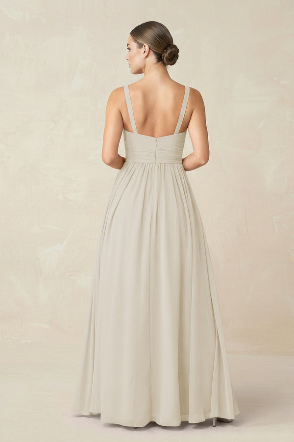Sweetheart A - Line Chiffon Bridesmaid Dress with Slit in Dove Gray - KissProm Bridesmaid Dresses
