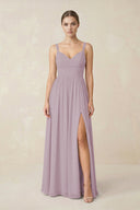 Sweetheart A - Line Chiffon Bridesmaid Dress with Slit in Dusk - KissProm Bridesmaid Dresses