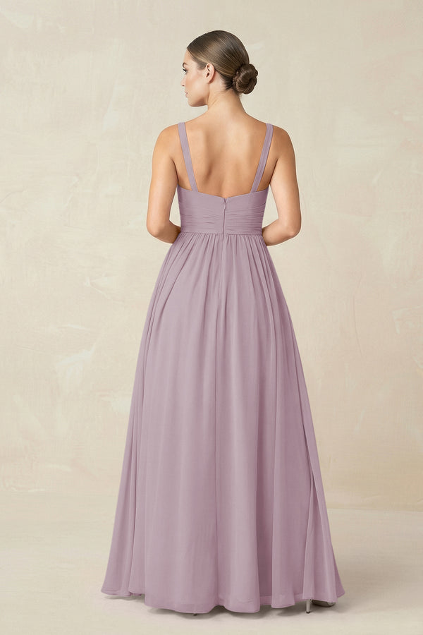 Sweetheart A - Line Chiffon Bridesmaid Dress with Slit in Dusk - KissProm Bridesmaid Dresses