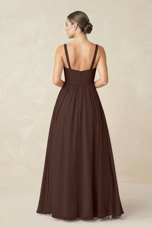 Sweetheart A - Line Chiffon Bridesmaid Dress with Slit in Espresso - KissProm Bridesmaid Dresses