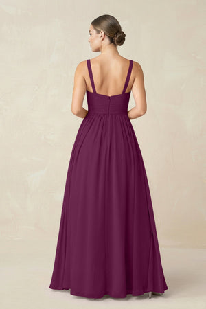 Sweetheart A - Line Chiffon Bridesmaid Dress with Slit in Fig - KissProm Bridesmaid Dresses