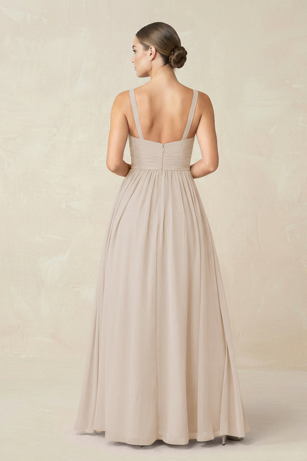 Sweetheart A - Line Chiffon Bridesmaid Dress with Slit in Frost - KissProm Bridesmaid Dresses