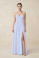 Sweetheart A - Line Chiffon Bridesmaid Dress with Slit in Ice - KissProm Bridesmaid Dresses