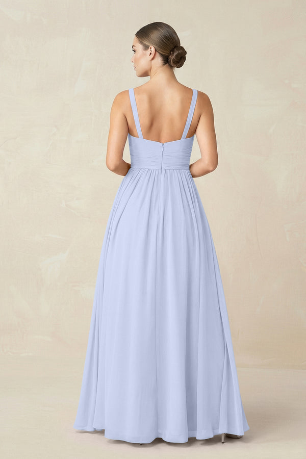 Sweetheart A - Line Chiffon Bridesmaid Dress with Slit in Ice - KissProm Bridesmaid Dresses