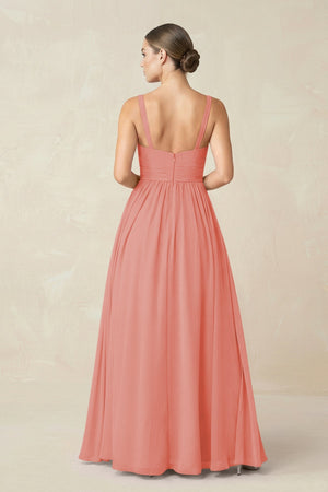 Sweetheart A - Line Chiffon Bridesmaid Dress with Slit in Mulberry - KissProm Bridesmaid Dresses