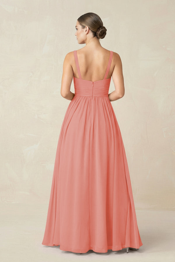 Sweetheart A - Line Chiffon Bridesmaid Dress with Slit in Mulberry - KissProm Bridesmaid Dresses