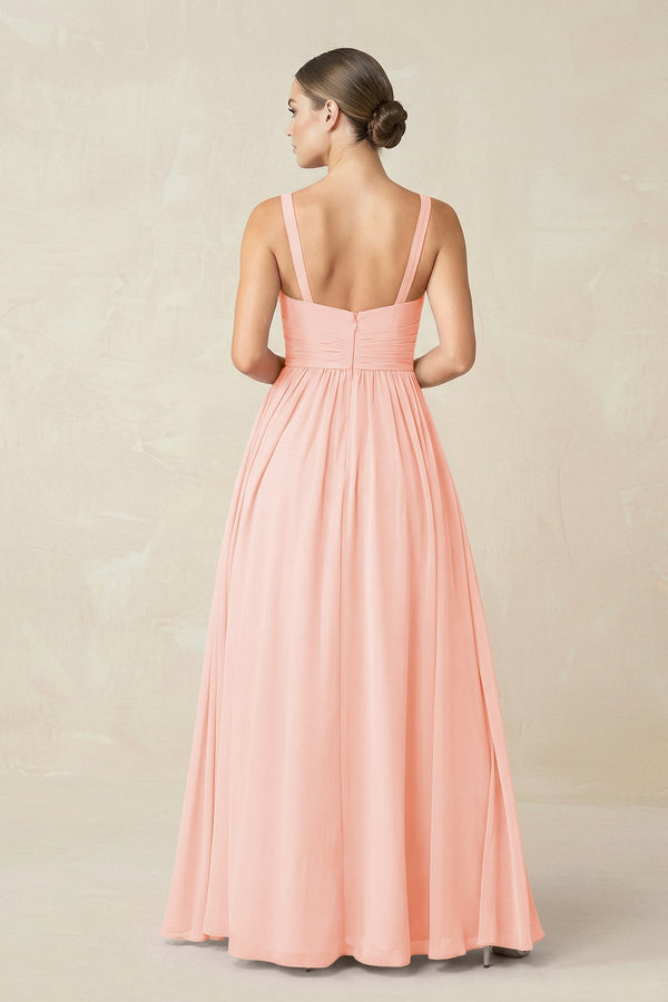 Sweetheart A - Line Chiffon Bridesmaid Dress with Slit in Rose Petal - KissProm Bridesmaid Dresses