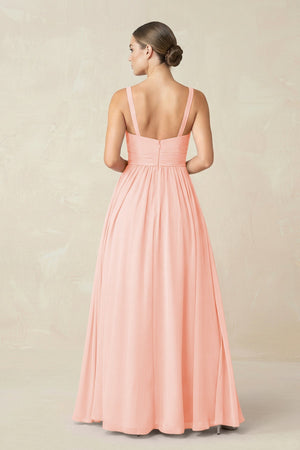 Sweetheart A - Line Chiffon Bridesmaid Dress with Slit in Rose Petal - KissProm Bridesmaid Dresses