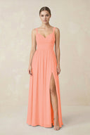 Sweetheart A - Line Chiffon Bridesmaid Dress with Slit in Rosette - KissProm Bridesmaid Dresses