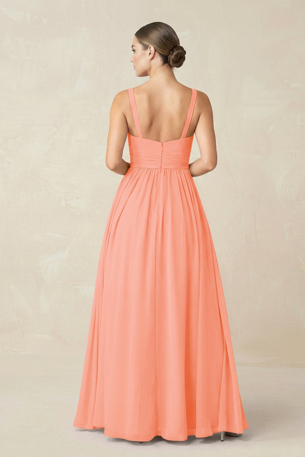 Sweetheart A - Line Chiffon Bridesmaid Dress with Slit in Rosette - KissProm Bridesmaid Dresses