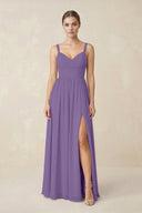 Sweetheart A - Line Chiffon Bridesmaid Dress with Slit in Tahiti - KissProm Bridesmaid Dresses