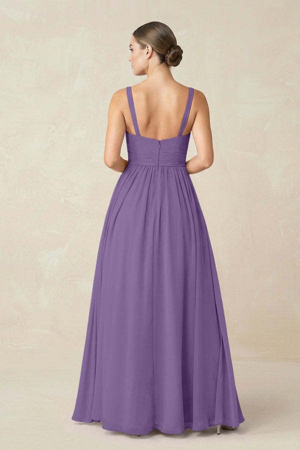 Sweetheart A - Line Chiffon Bridesmaid Dress with Slit in Tahiti - KissProm Bridesmaid Dresses