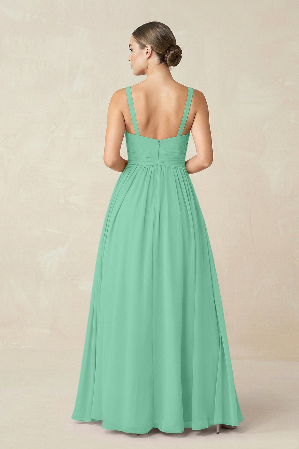Sweetheart A - Line Chiffon Bridesmaid Dress with Slit in Turquoise - KissProm Bridesmaid Dresses