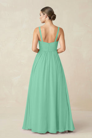 Sweetheart A - Line Chiffon Bridesmaid Dress with Slit in Turquoise - KissProm Bridesmaid Dresses