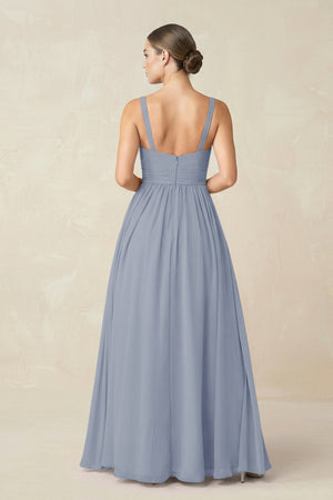 Sweetheart A - Line Chiffon Bridesmaid Dress with Slit in Twilight - KissProm Bridesmaid Dresses