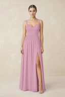 Sweetheart A - Line Chiffon Bridesmaid Dress with Slit in Vintage Mauve - KissProm Bridesmaid Dresses