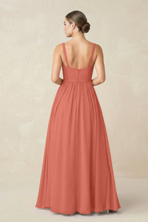 Sweetheart A - Line Chiffon Bridesmaid Dress with Slit in Wild Rose - KissProm Bridesmaid Dresses