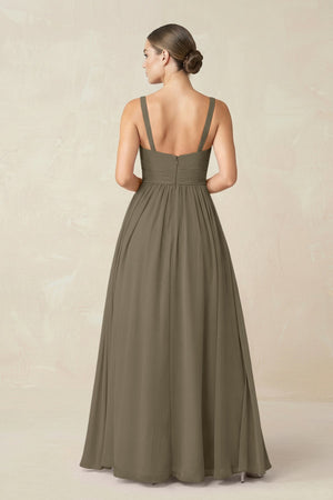 Sweetheart A - Line Chiffon Bridesmaid Dress with Slit in Willow Green - KissProm Bridesmaid Dresses