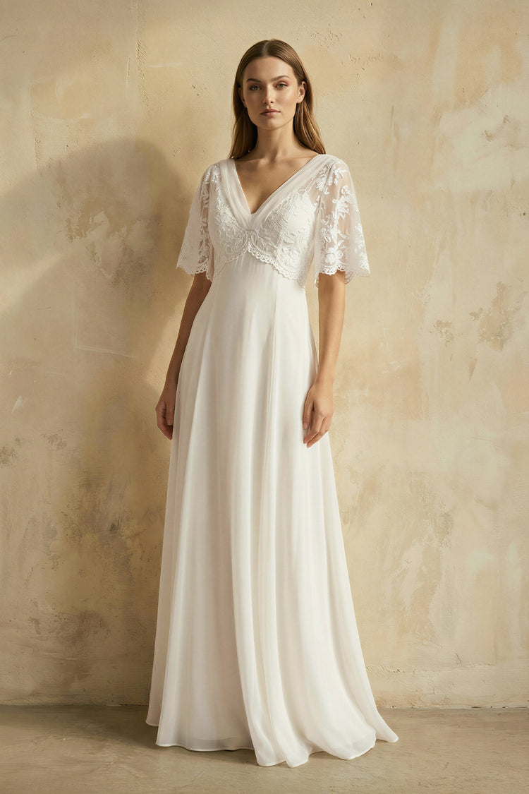 sweetheart neckline chiffon dress A-line With Half-sleeved Illusion Bodice Diamond White / 8 MATERIAL POLYESTER/SPANDEX Size:2XL - 18 UK ZARA The Cecilia Blue Air Force 1