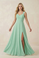Sweetheart A - Line Chiffon Long Bridesmaid Dress - KissProm Bridesmaid Dresses