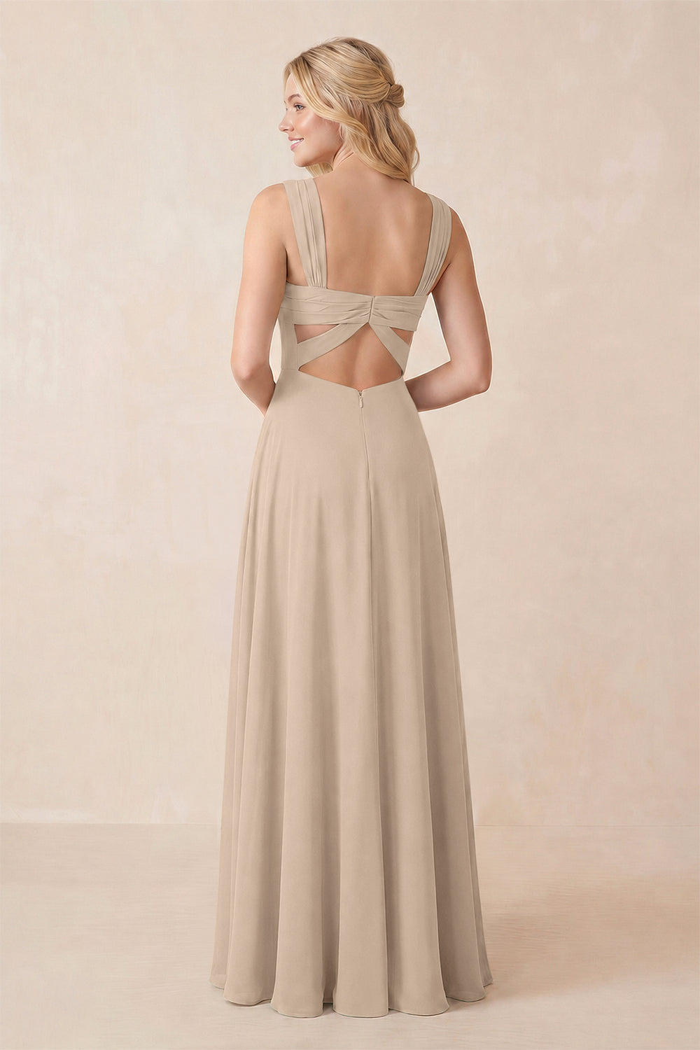Sweetheart A-Line Chiffon Long Bridesmaid Dress in Almond