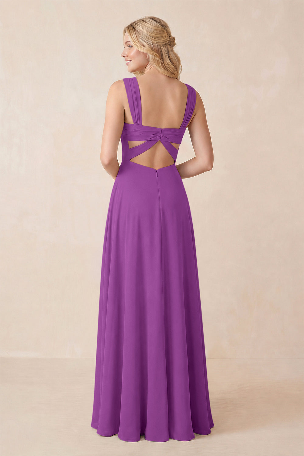 Sweetheart A-Line Chiffon Long Bridesmaid Dress in Amethyst