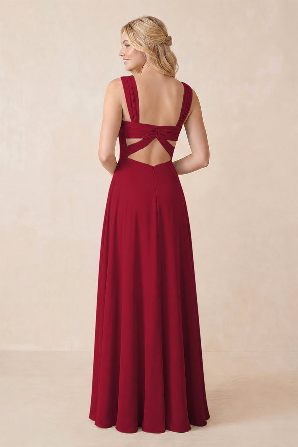 Sweetheart A-Line Chiffon Long Bridesmaid Dress in Berry