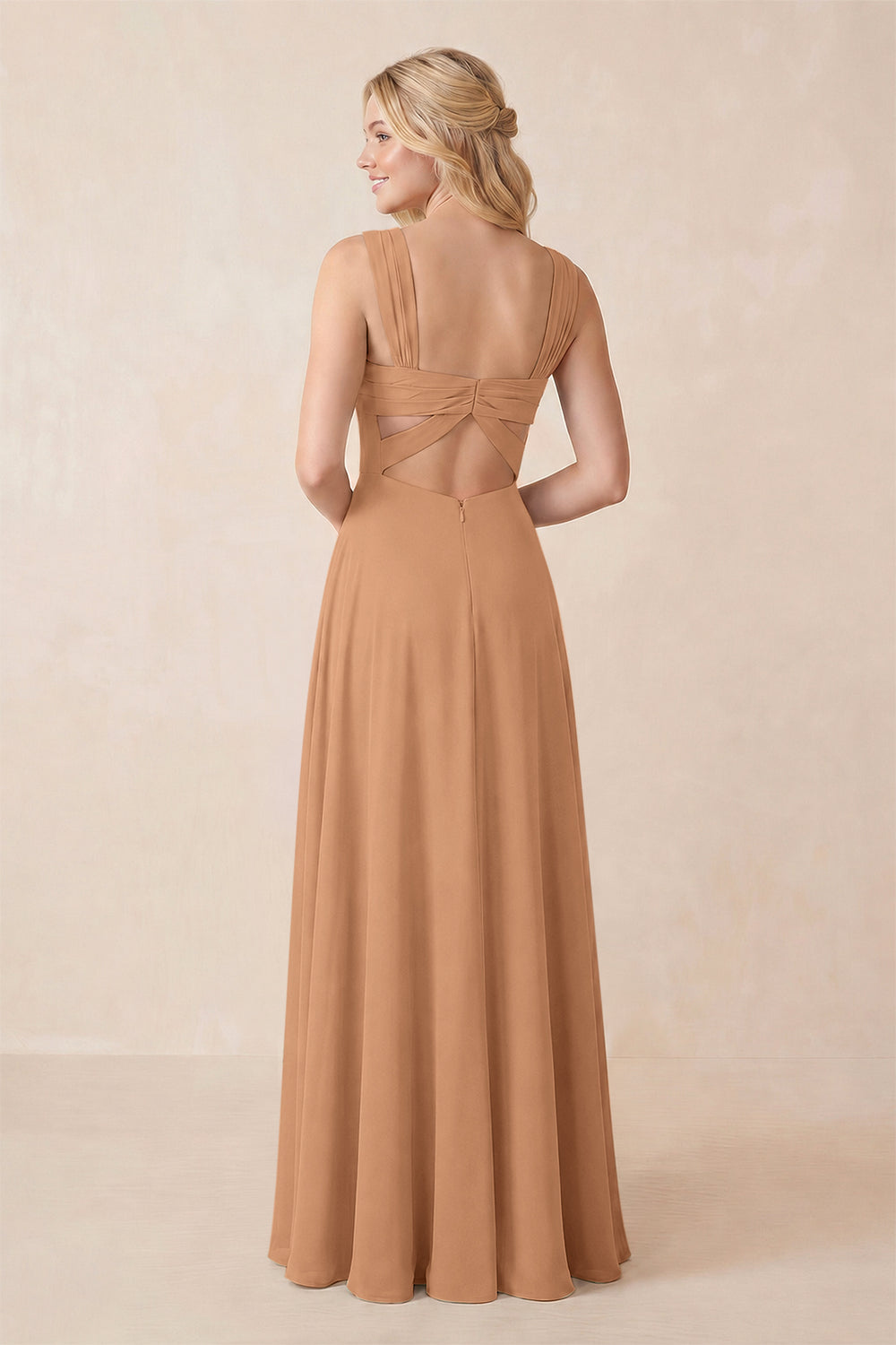 Sweetheart A-Line Chiffon Long Bridesmaid Dress in Bronzer