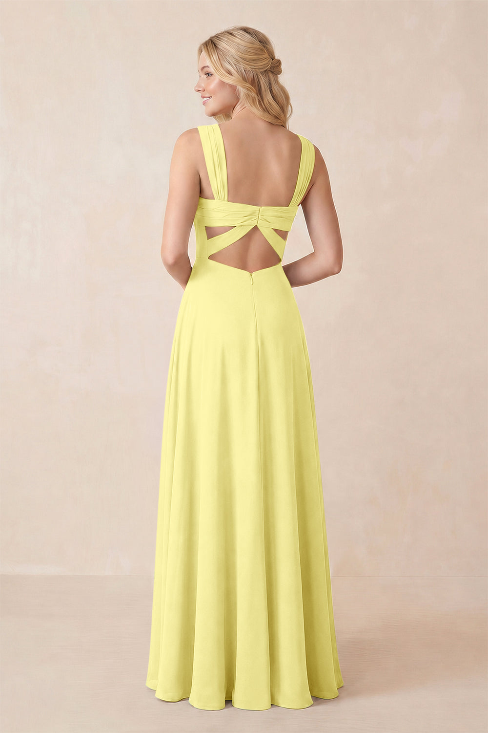 Sweetheart A-Line Chiffon Long Bridesmaid Dress in Buttercup