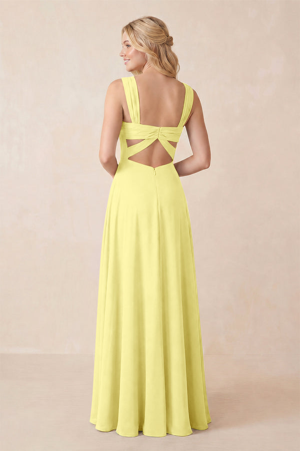 Sweetheart A-Line Chiffon Long Bridesmaid Dress in Buttercup